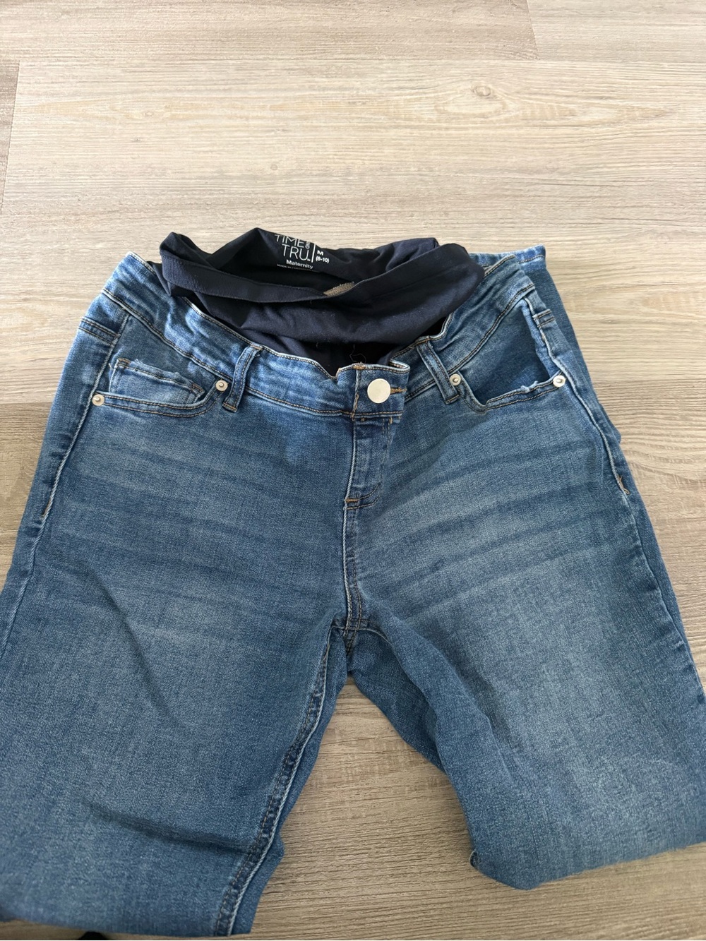 Time and Tru Women's maternity Skinny Blue Jeans with Dark Waistband